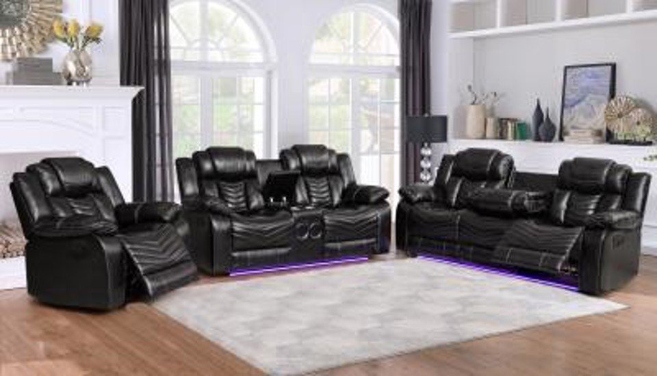 CASSIO BLACK MANUAL RECLINING SOFA