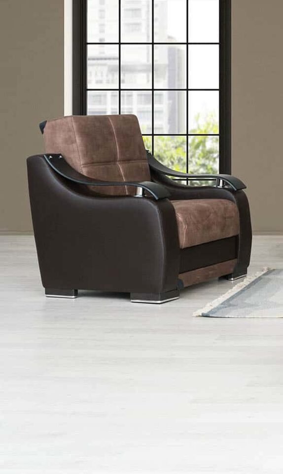 CHAIR BROWN VELVET HAS A STORAGE AND OPENS AS A BED